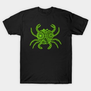 Mandala Crab (green and black inverted) T-Shirt